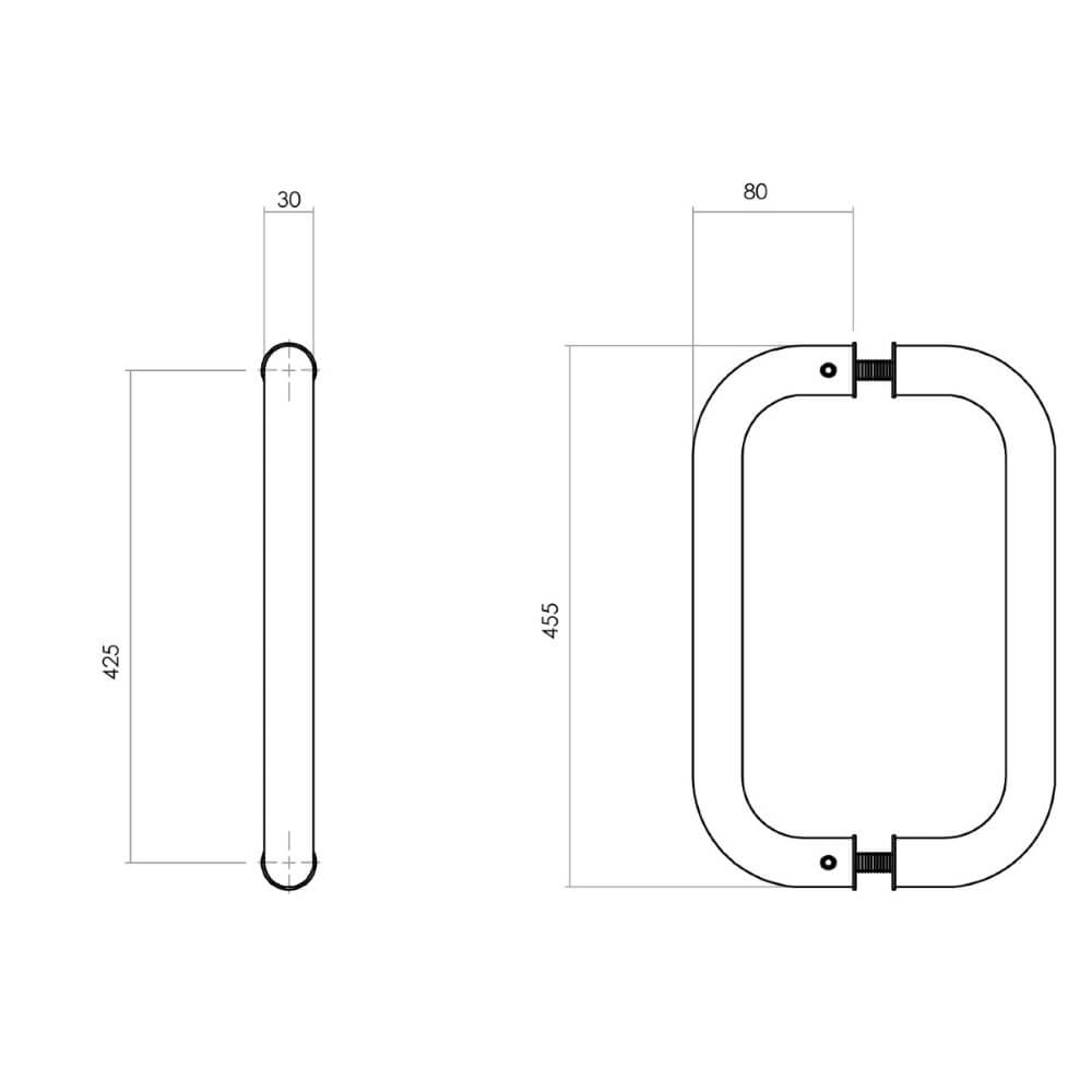 Deurgreep U-vorm Gripon per paar 45,5cm RVS Intersteel 8714186184127