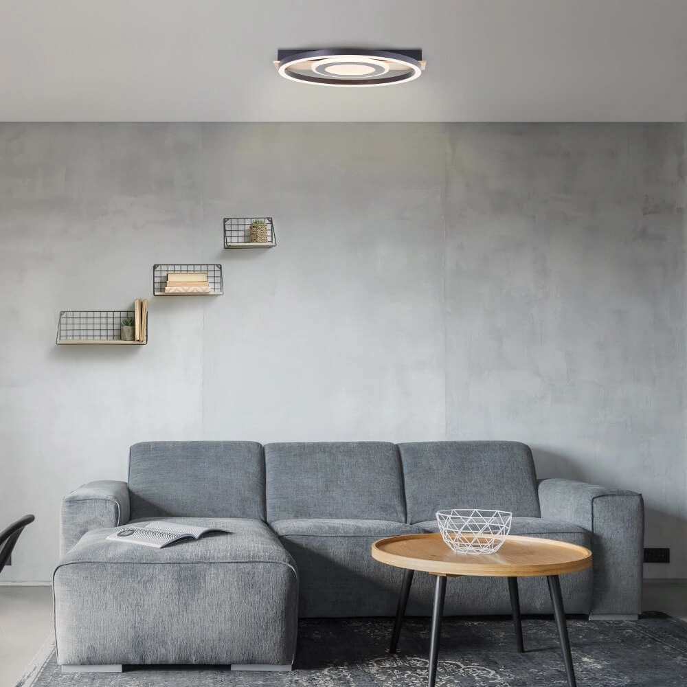 Plafondlamp Maureen Ø 37cm zwart met hout Brilliant 4004353420078