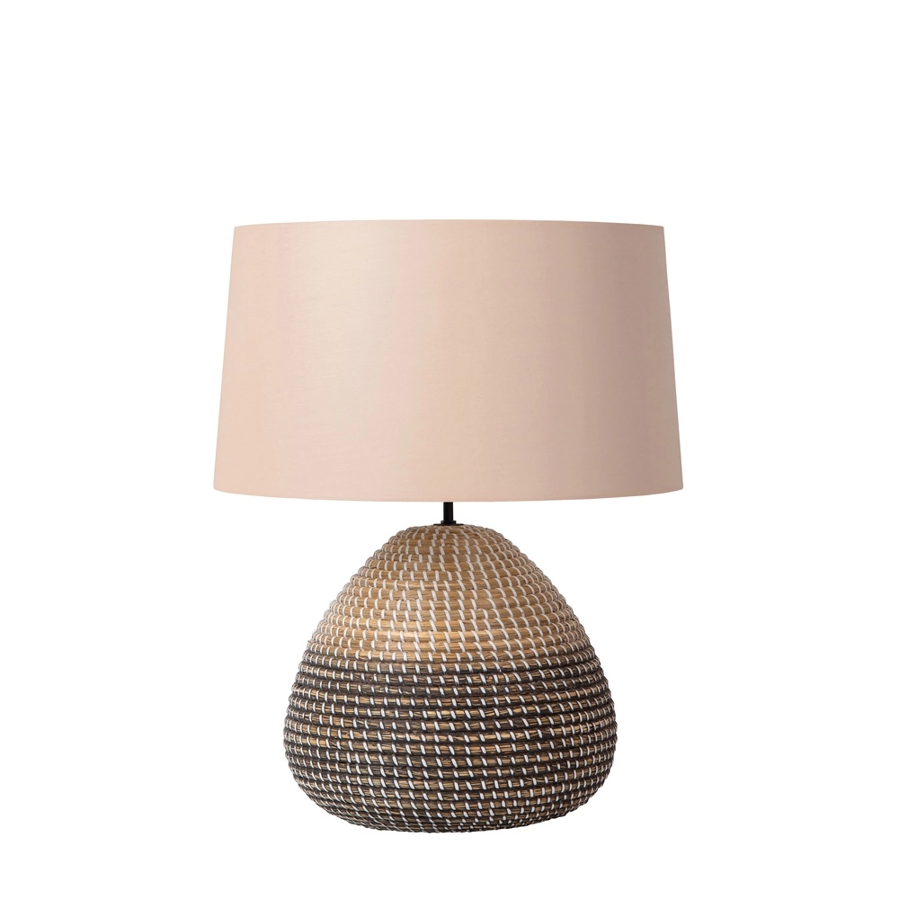 Zeegras schemerlamp Maduka Ø 45cm - zwart/bruin met witte kap Premium by Lucide 5411212106094