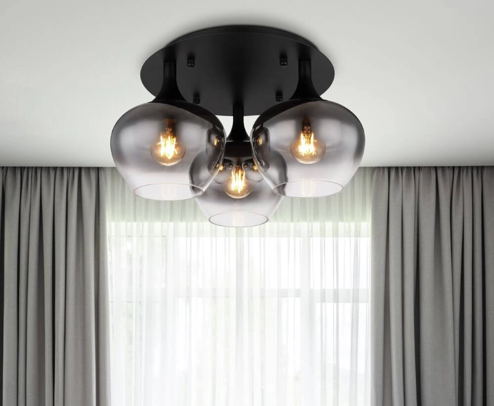 Design plafondlamp Maxy zwart 3-lichts Globo 9007371432394