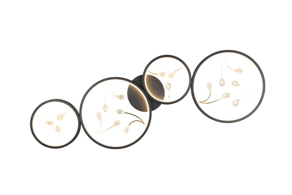 Zwarte led plafonnière Groovy 4-lichts Trio 4017807541885