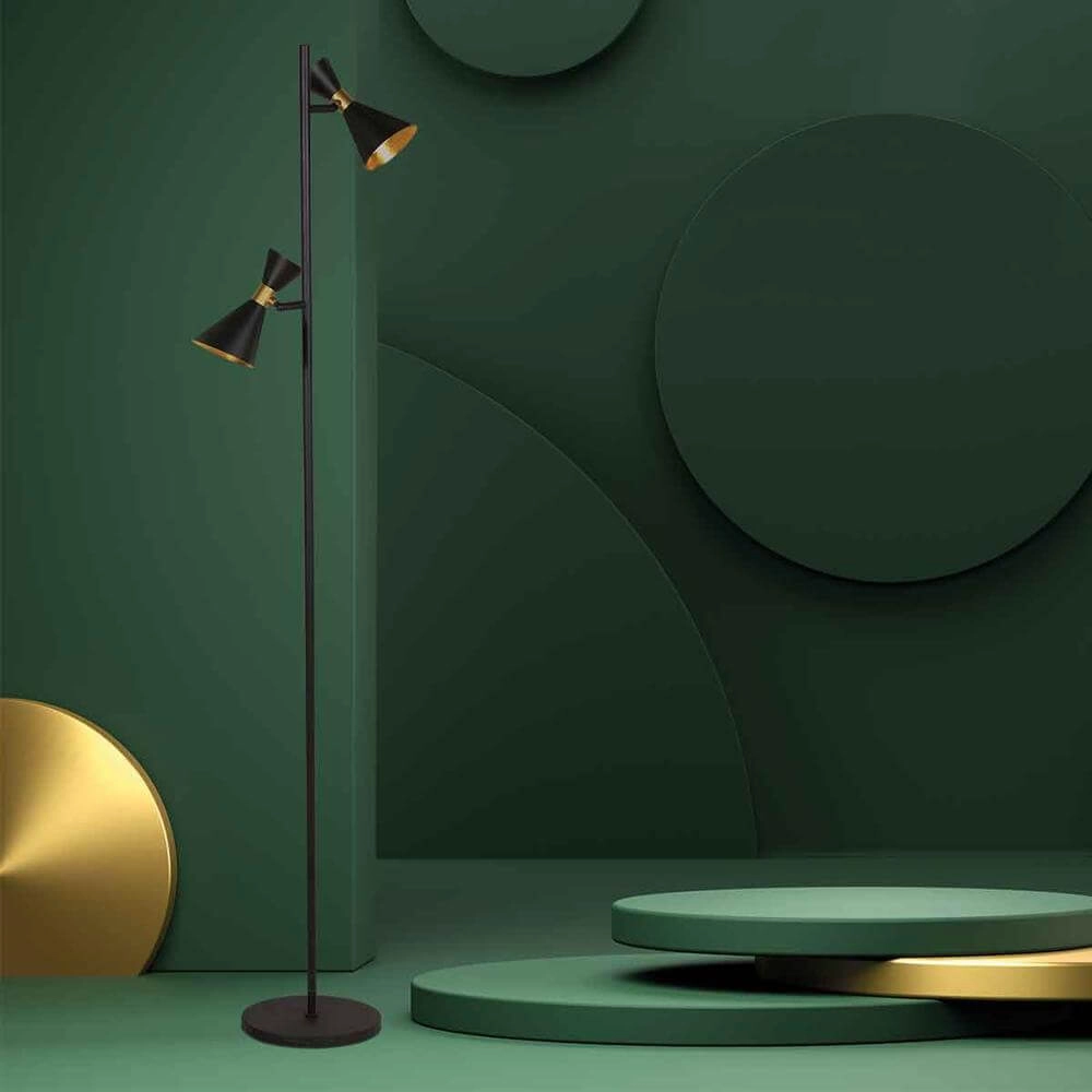 Design vloerlamp Preto zwart met goud Steinhauer 8712746176315