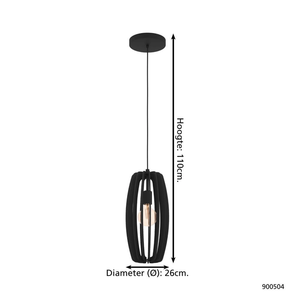 Zwarte hanglamp Bajazzara Ø 26cm Eglo 9008606244348