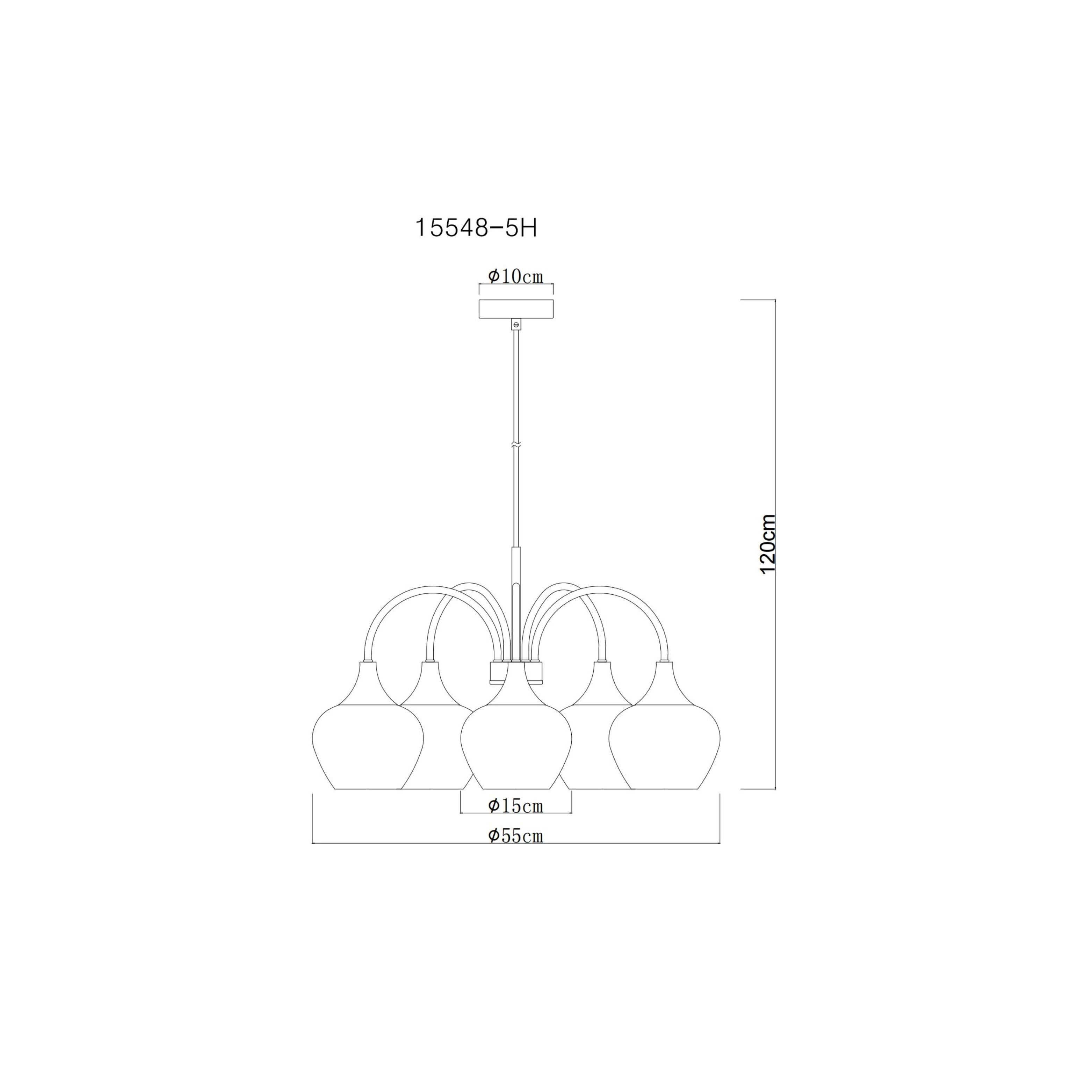 5-lichts hanglamp Maxy zwart met smoke glas Globo 9007371474189