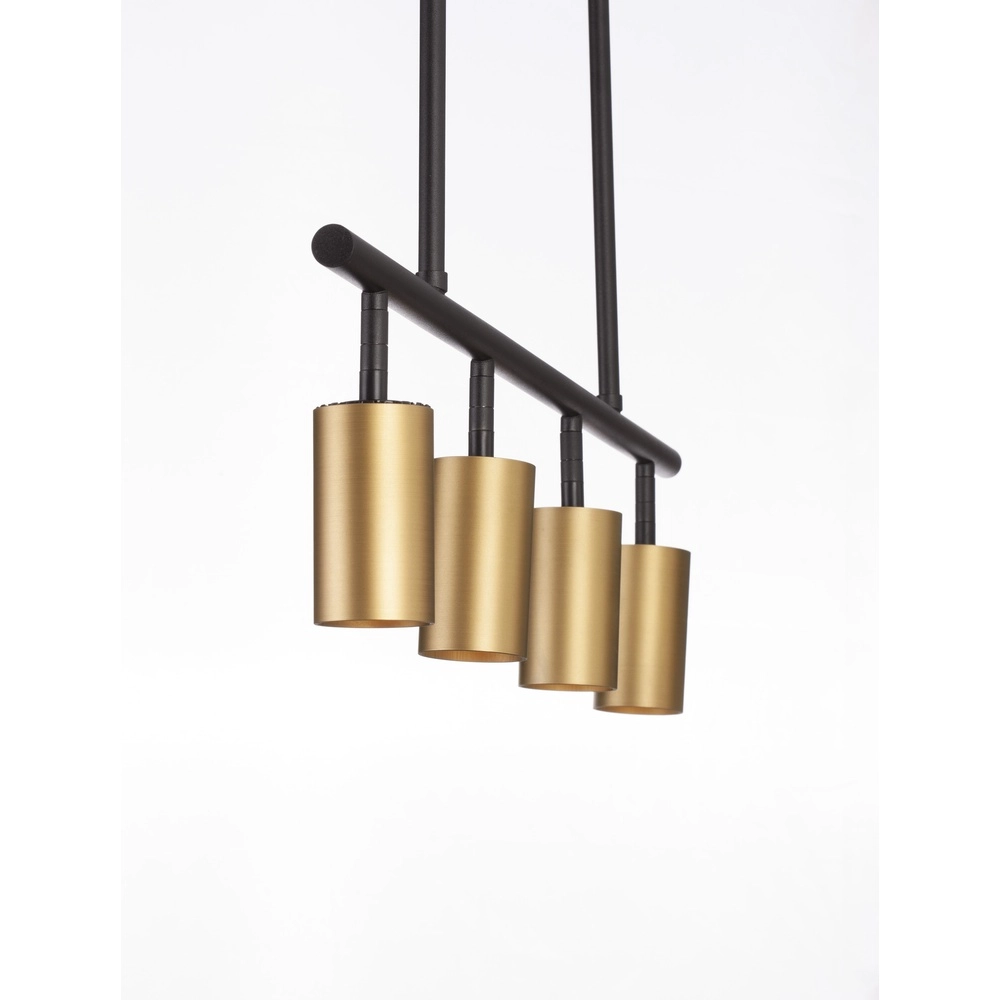 Hanglamp Pogno 4-lichts zwart met goud recht Lyora 5212017440679