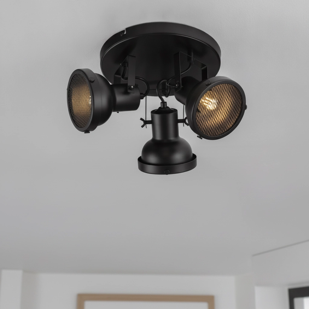 Plafondlamp Ruvi 3-lichts zwart