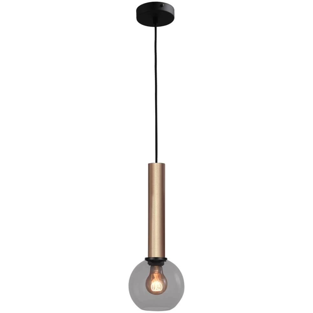 Hanglamp Ø 15cm Bella 2 Messing goud met smoke glas