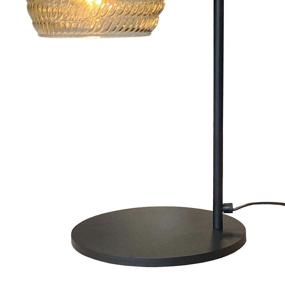 Zwarte tafellamp Quinto met geribd glas Masterlight 8718121250946