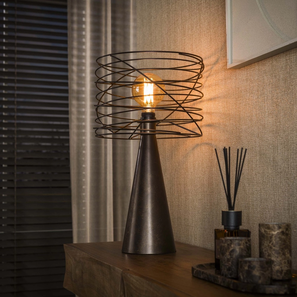 Urban bruine tafellamp Curl met draad kap