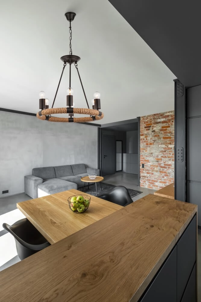 Landelijk kroonluchter Ulleu Ø 50cm met touw Globo 9007371350797