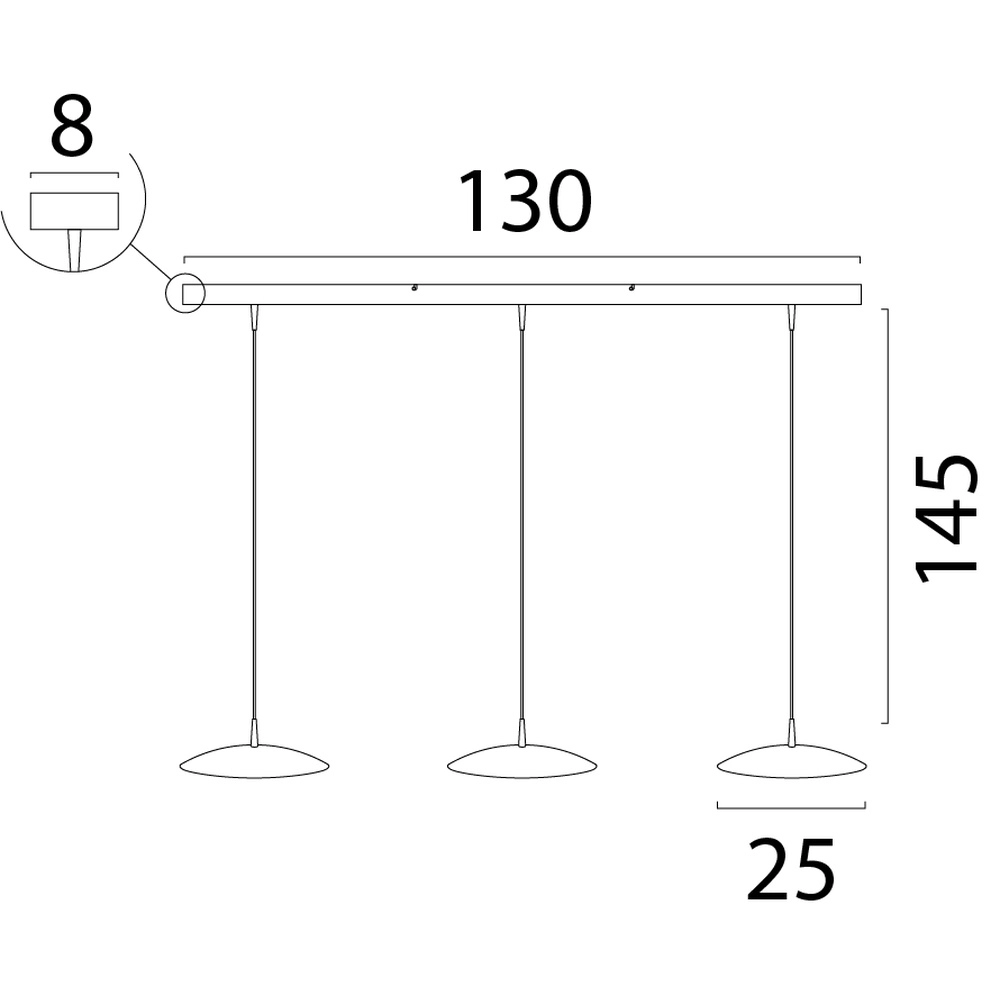 3-lichts hanglamp Scala 130cm zwart met goud Ø 25cm Masterlight 8718121296500