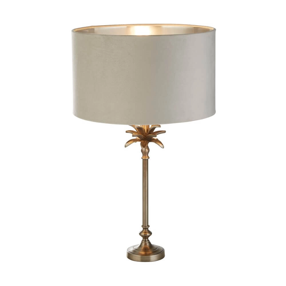 Tafellamp Palm goud met grijze kap Searchlight 5053423257471