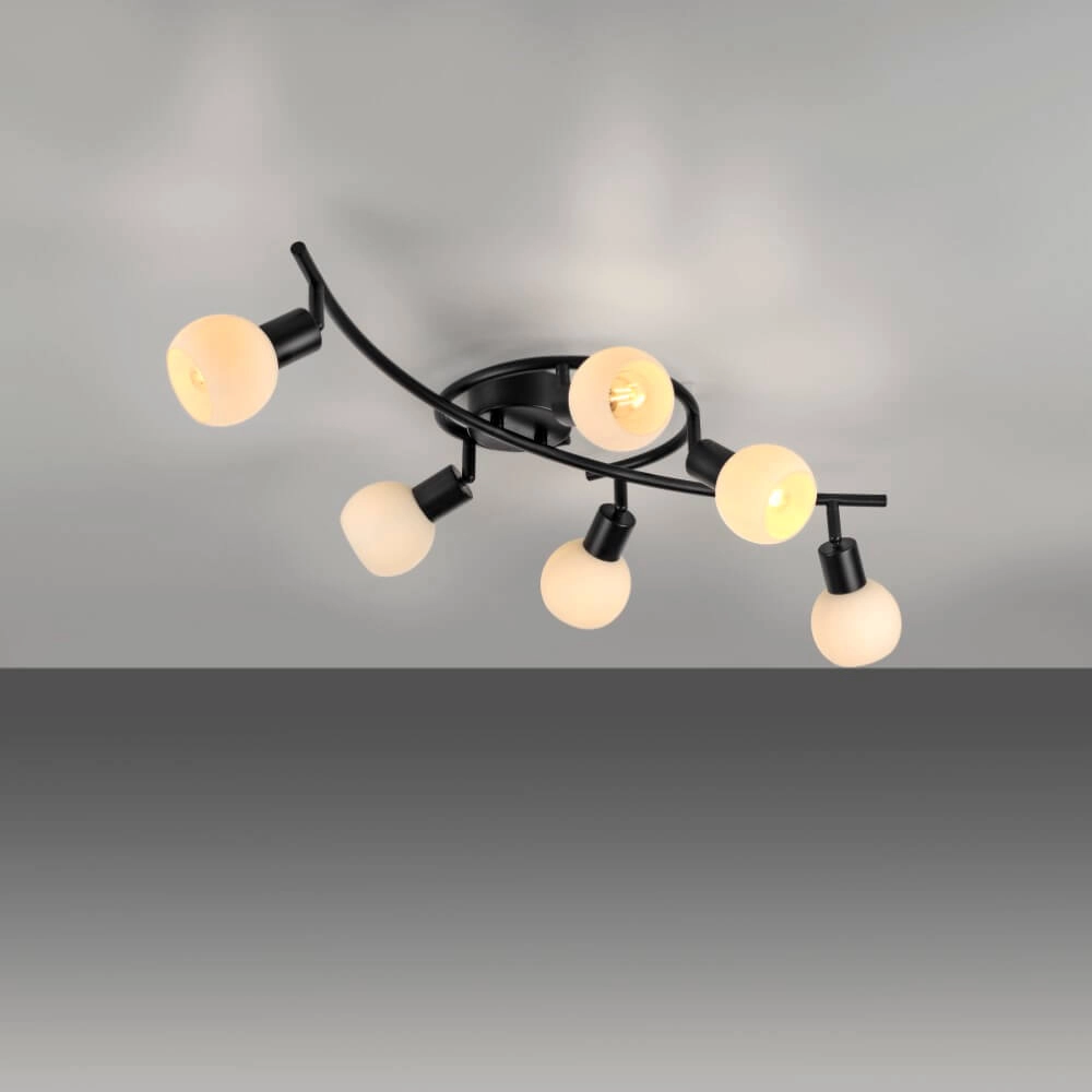 Zwarte plafondlamp Loki 6-lichts Just Light 4043689000806