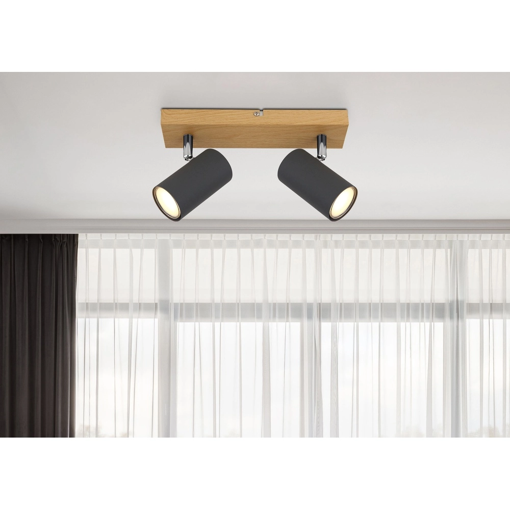 Plafondlamp 2-lichts Robby hout Globo 9007371430529