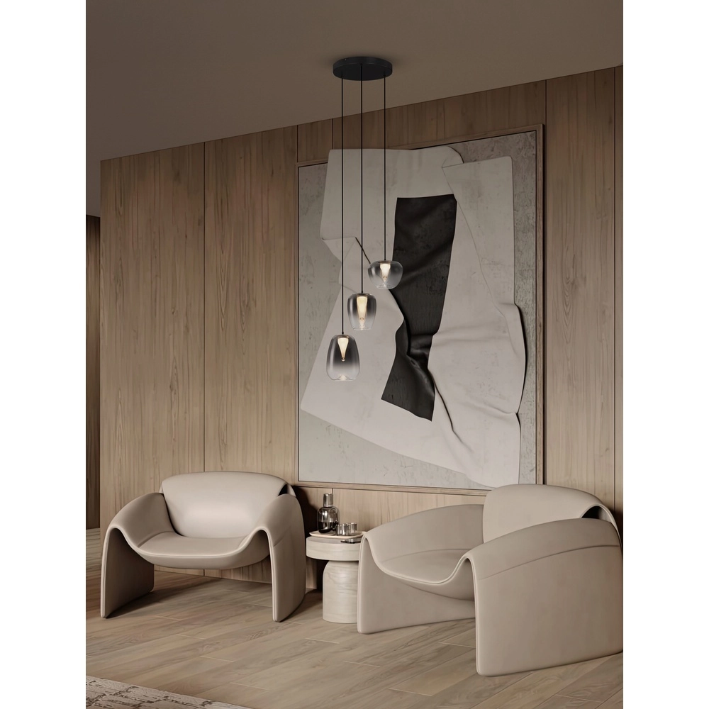 Design hanglamp Oblo 3-lichts smoke glas Lyora 5212017474124