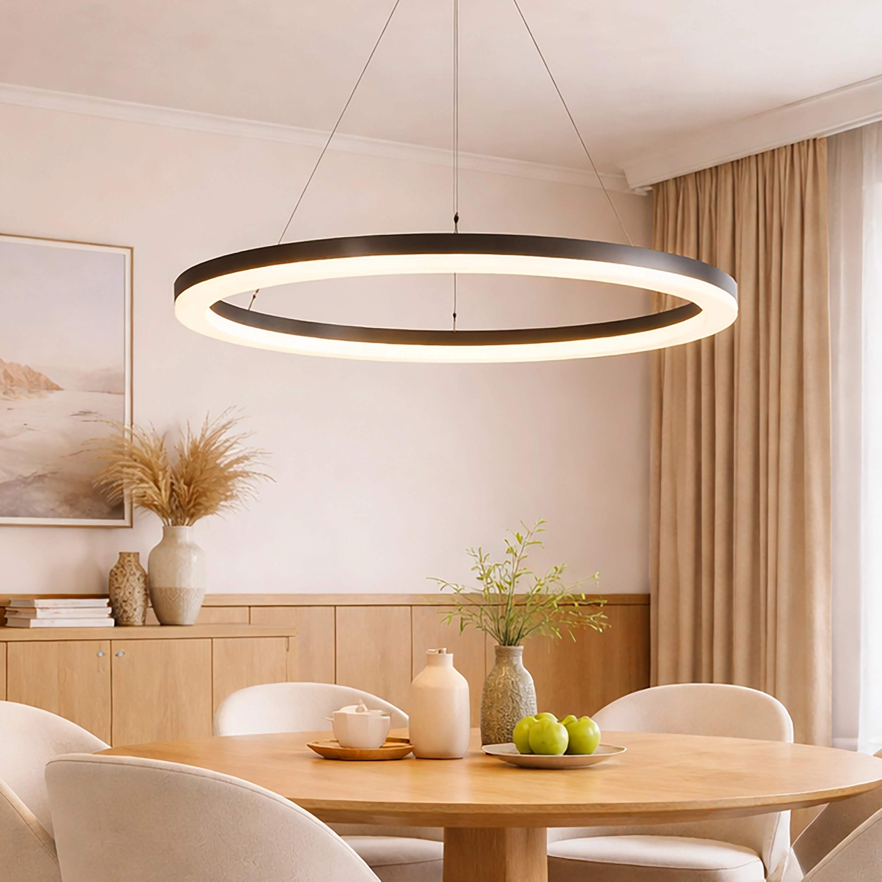 Strakke hanglamp Ara Ø 100cm brons Lyora 5053423316031