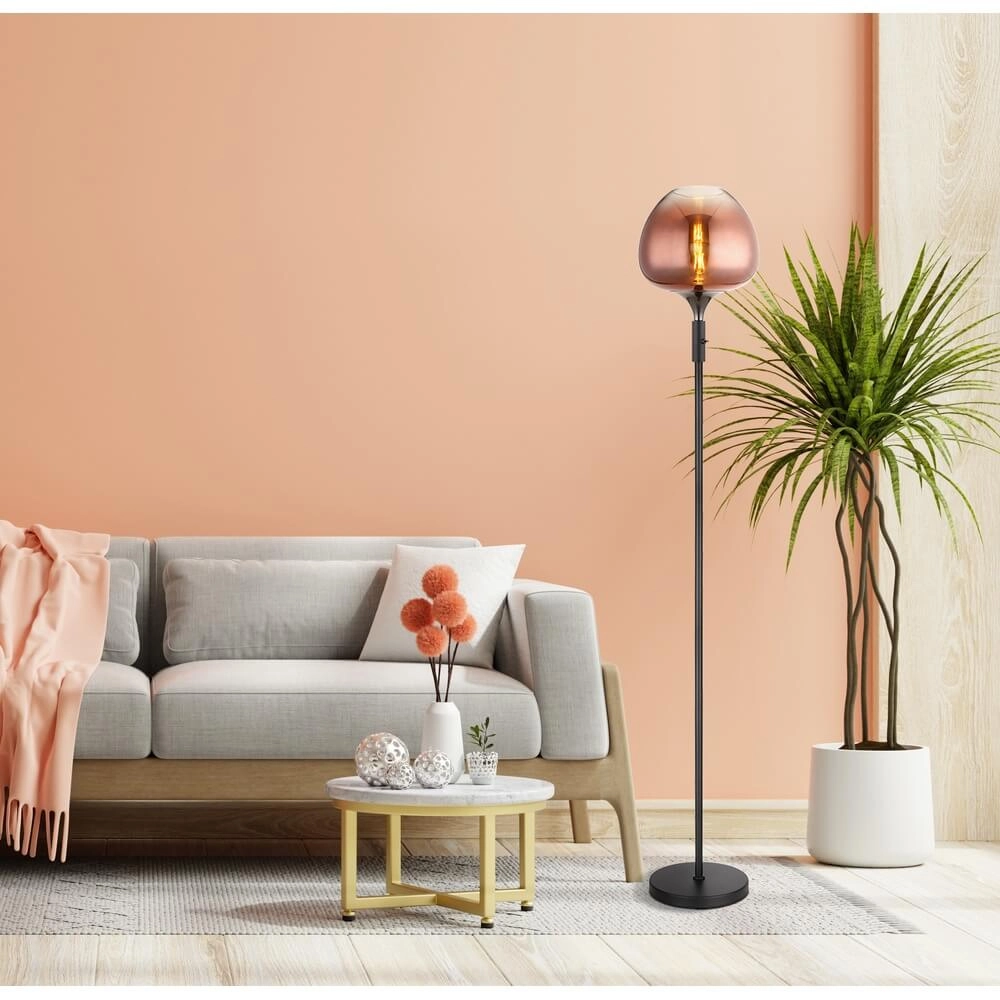 Zwarte vloerlamp Maxy met rood glas Ø 29cm Globo 9007371450992