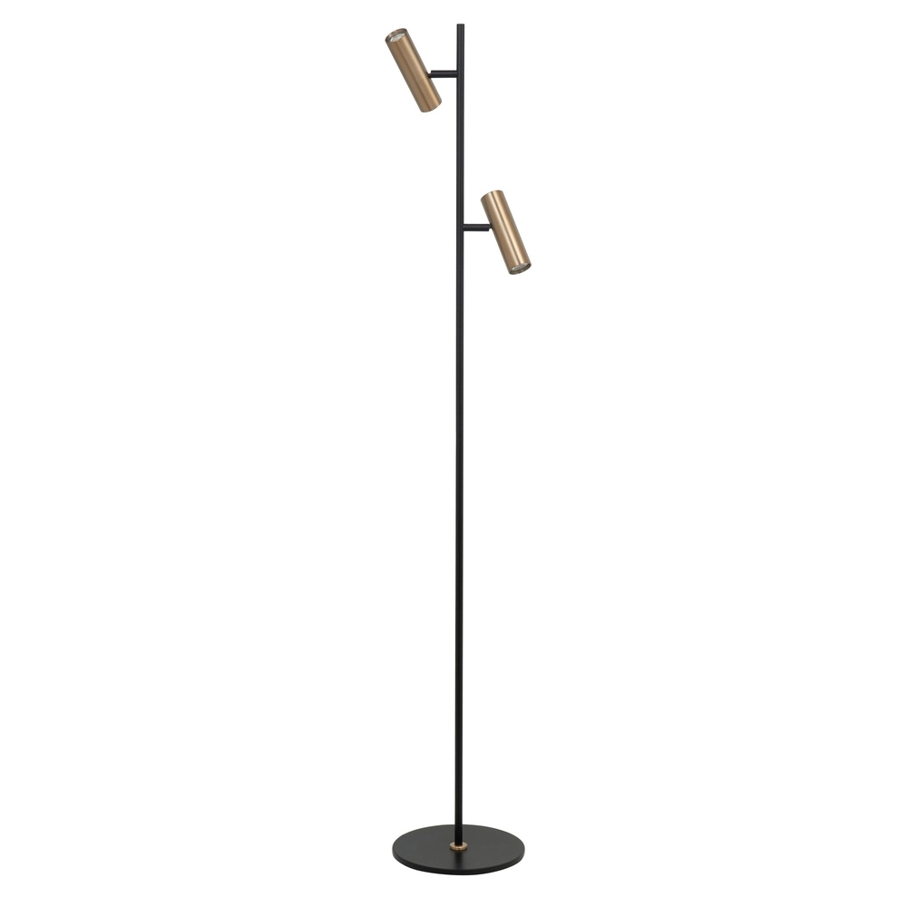 Vloerlamp Trend 2-lichts zwart met messing