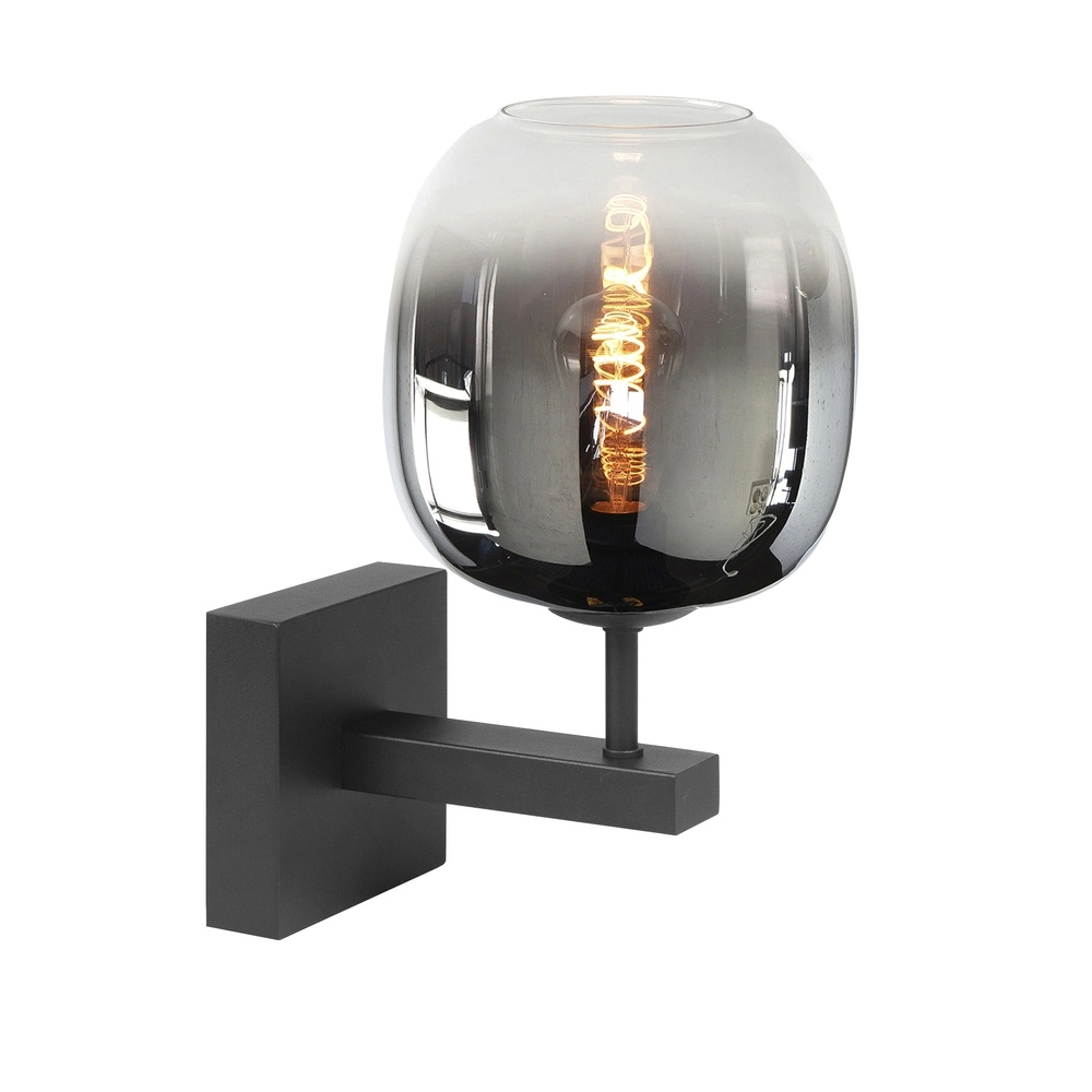 Wandlamp Bellini zwart met smoke glas Ø 23cm