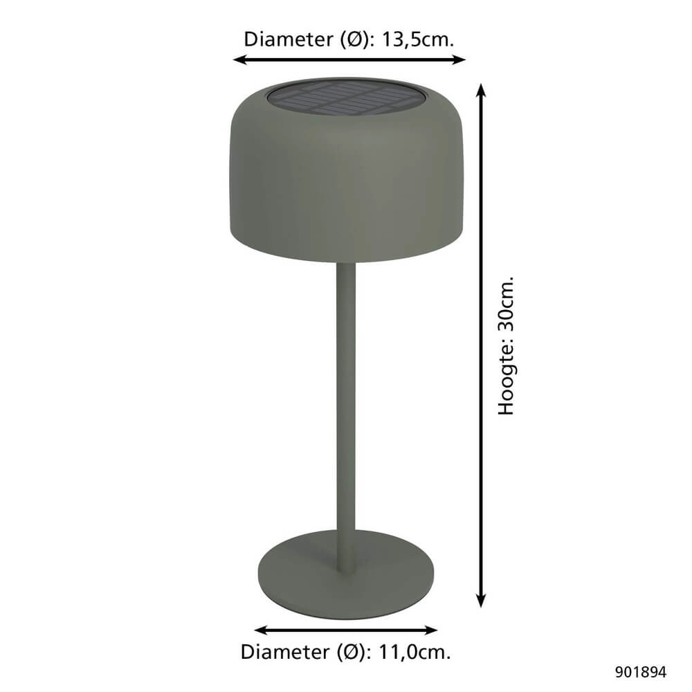 Strakke tafellamp Roccanova solar groen met usb Eglo 9008606355051