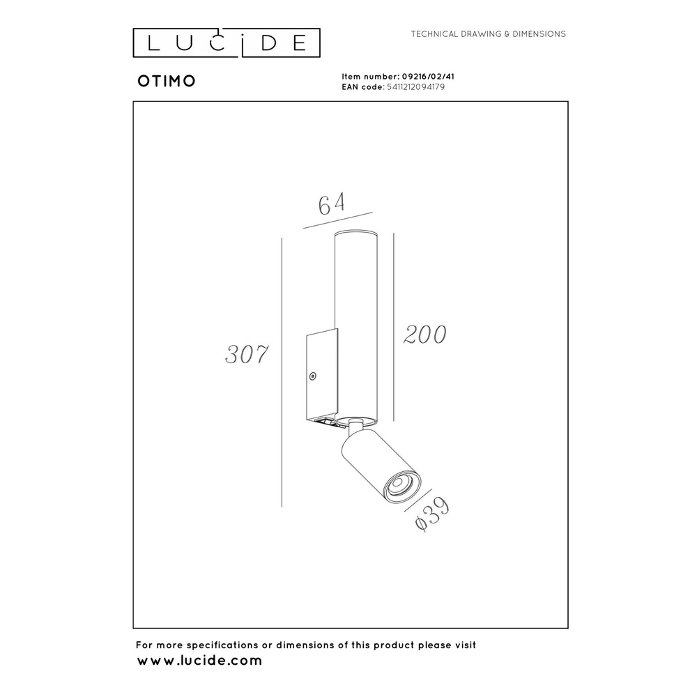 Wandlampje Otimo zand bruin Lucide 5411212094179