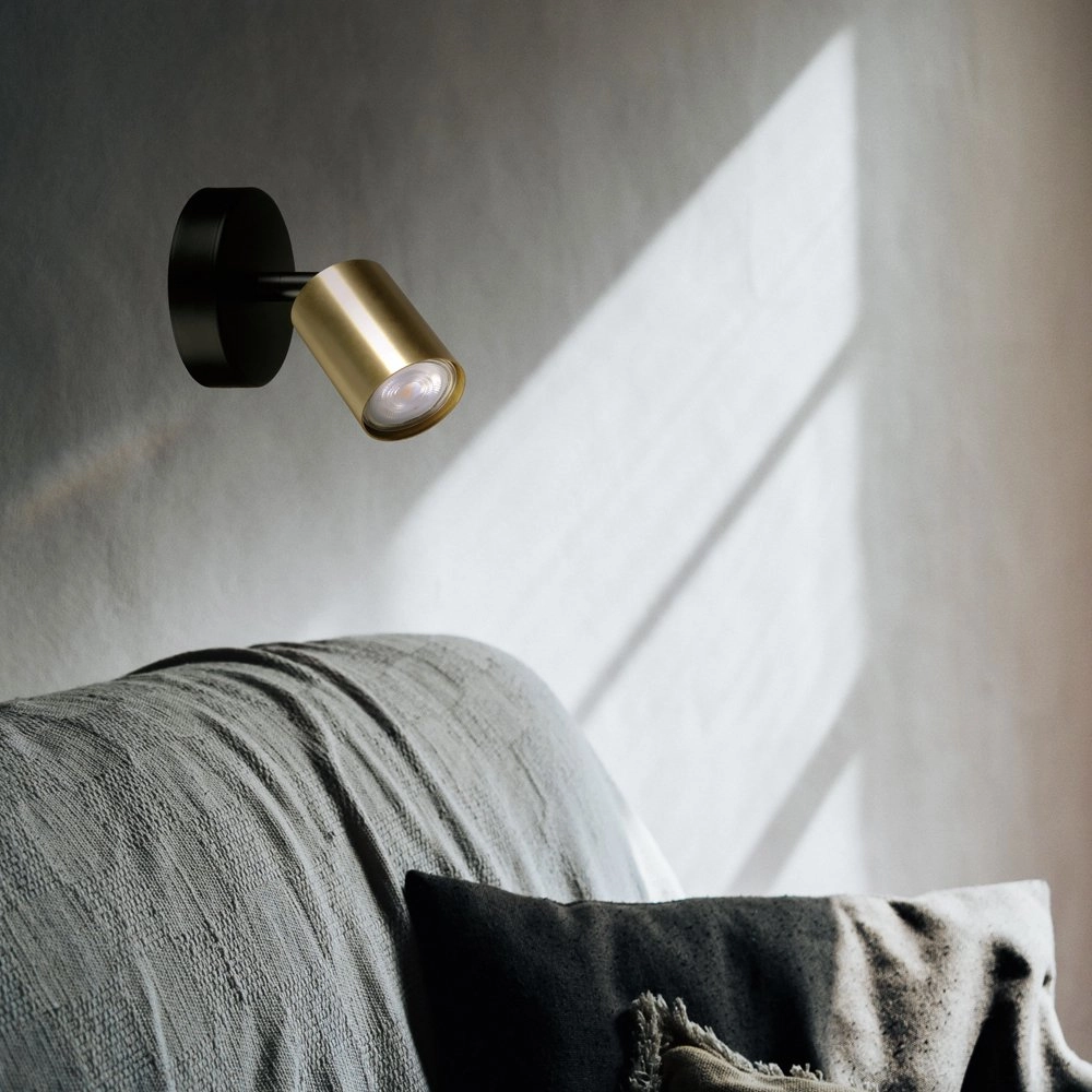 Plafondlamp zwart Bounce met gouden spot Masterlight 8718121209333