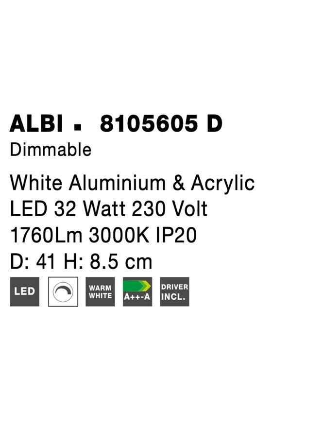 Plafondlamp Albi wit Ø 41cm Lyora 5212017416964