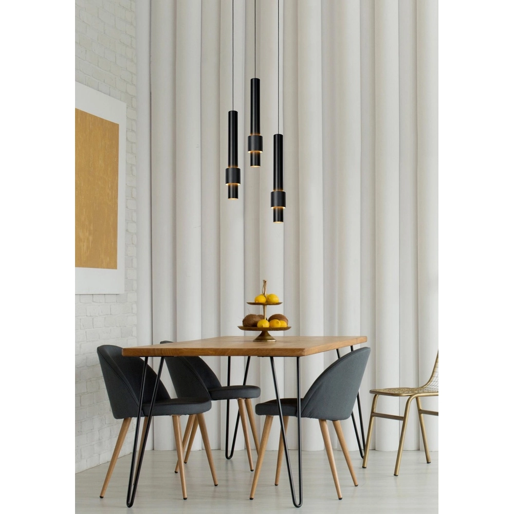 Strakke hanglamp Margary 3-lichts zwart Lucide 5411212241894