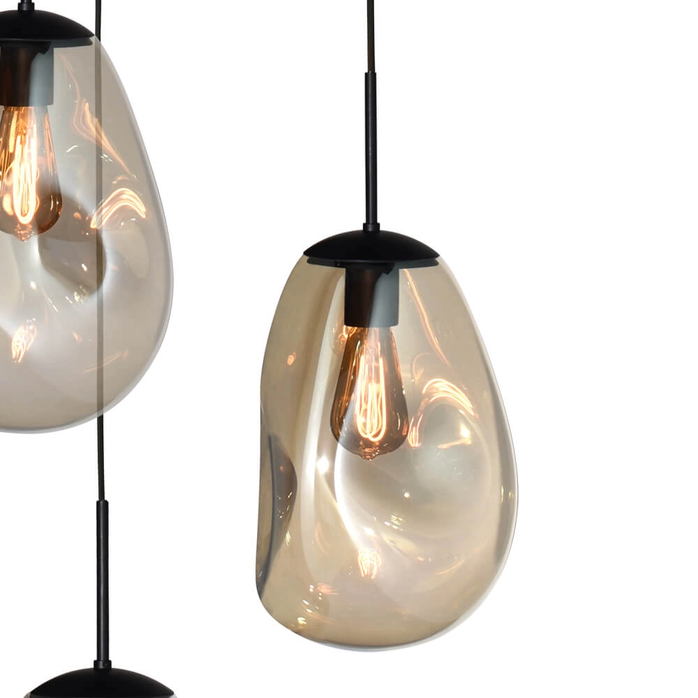 Pendel hanglamp Lava 3x goud glas Ø 22,5cm Masterlight 8718121286433