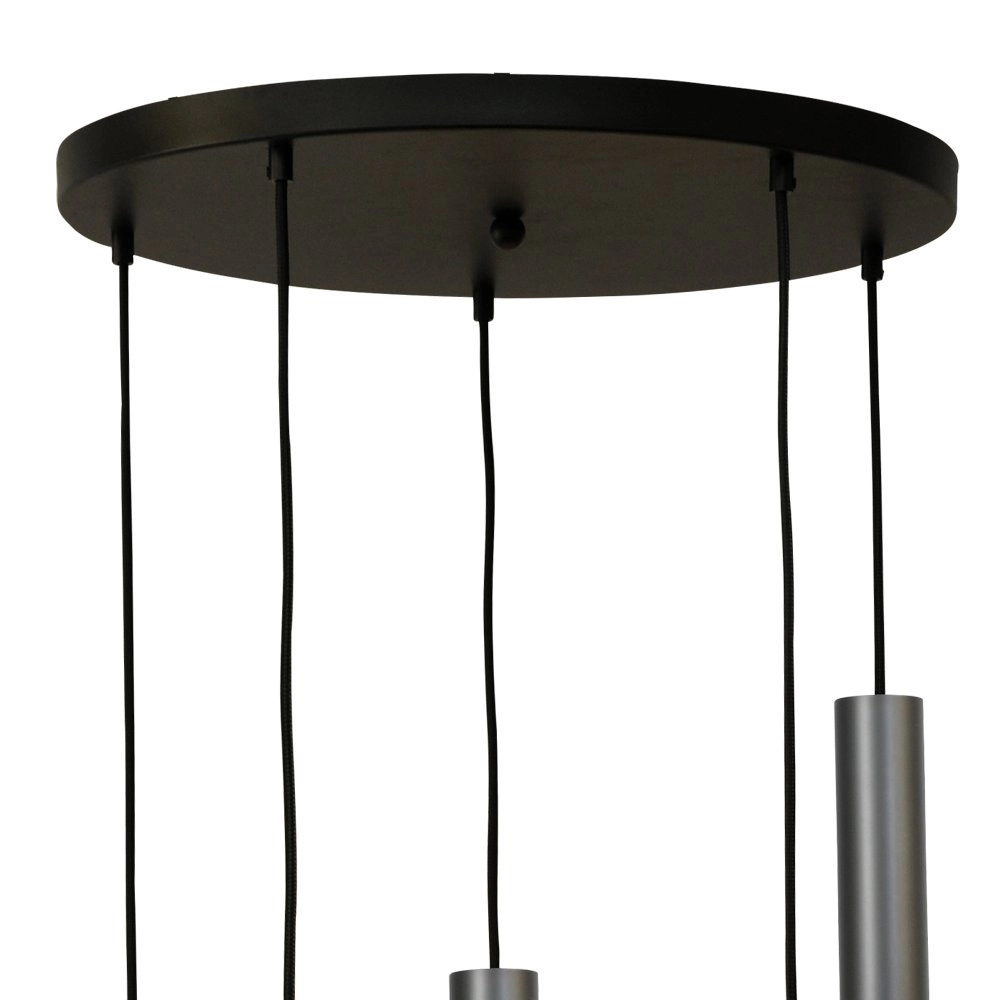 Zwarte hanglamp Run 5-lichts gunmetal cilinders Masterlight 8718121222141