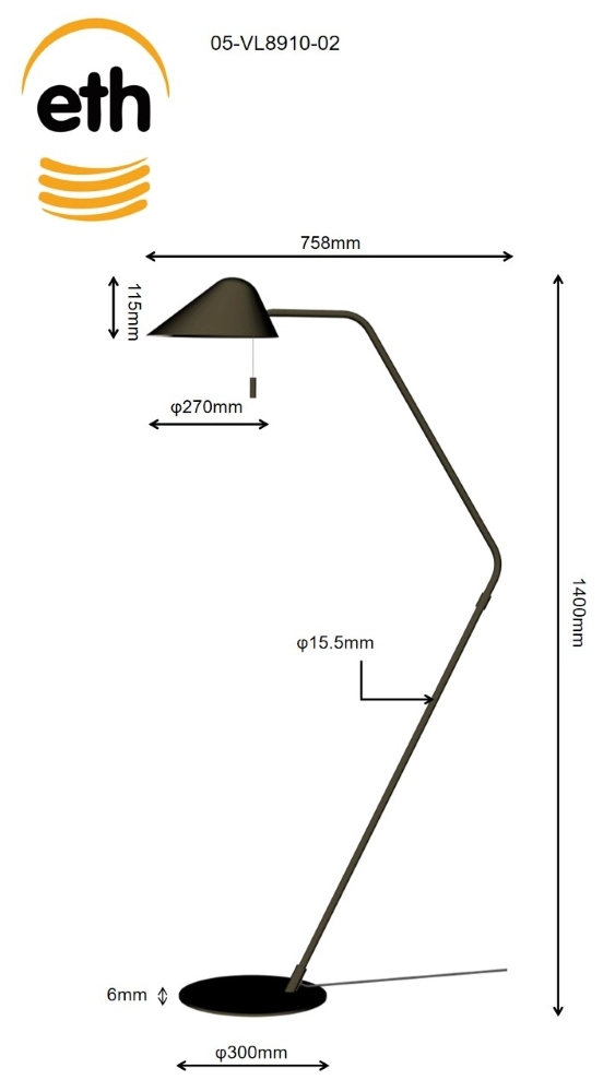 Design vloerlamp Lotte anodic brown ETH 8720195310365