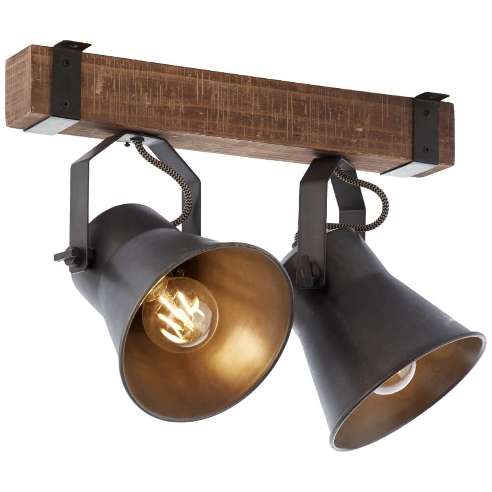 2-lichts plafondlamp Decca zwart met bruin Brilliant 4004353361449