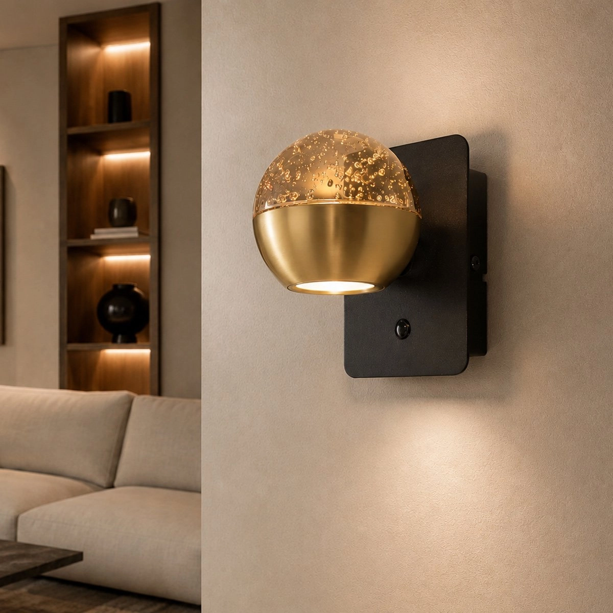 Led wandlamp Belluno messing met glas - dimbaar Steinhauer 8712746183931