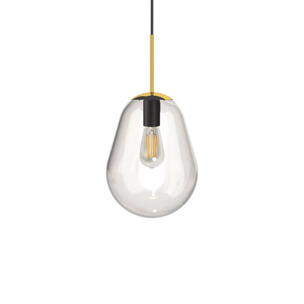 Glazen hanglamp Pear Short Ø 22cm goud met helder glas