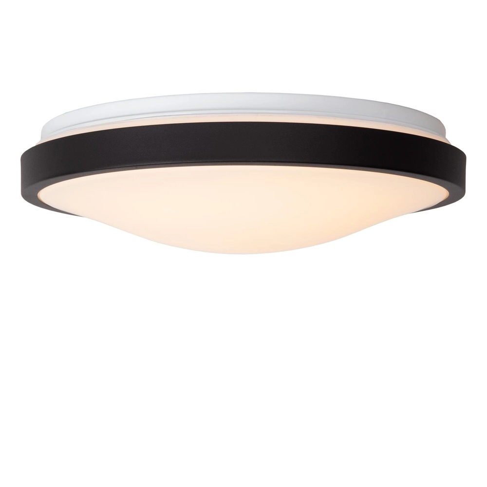 Zwarte plafonniere Dasher Ø 34,8cm IP44 voor badkamer Lucide 5411212792099