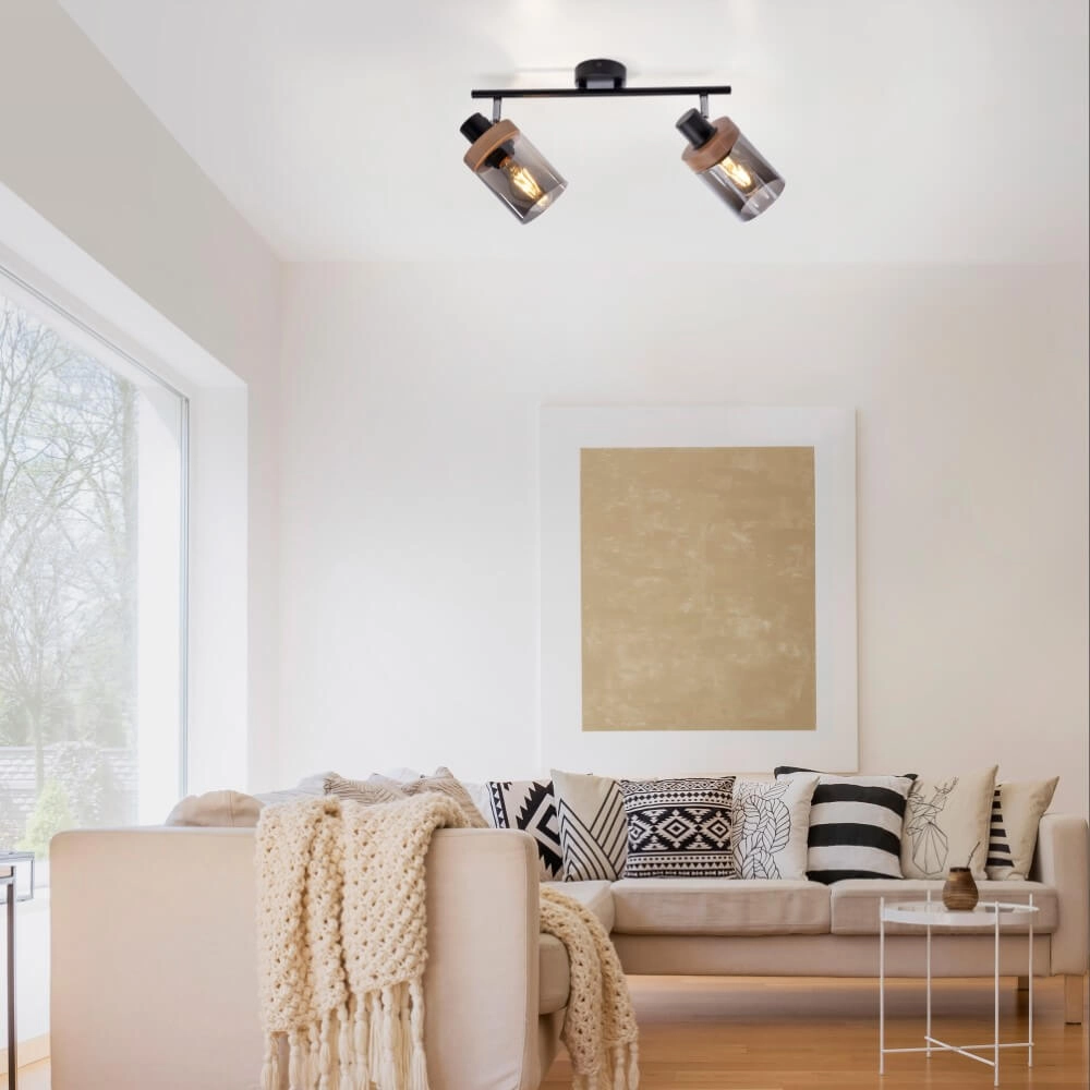 Plafondlamp Pasqual 2-lichts zwart Just Light 4043689986117