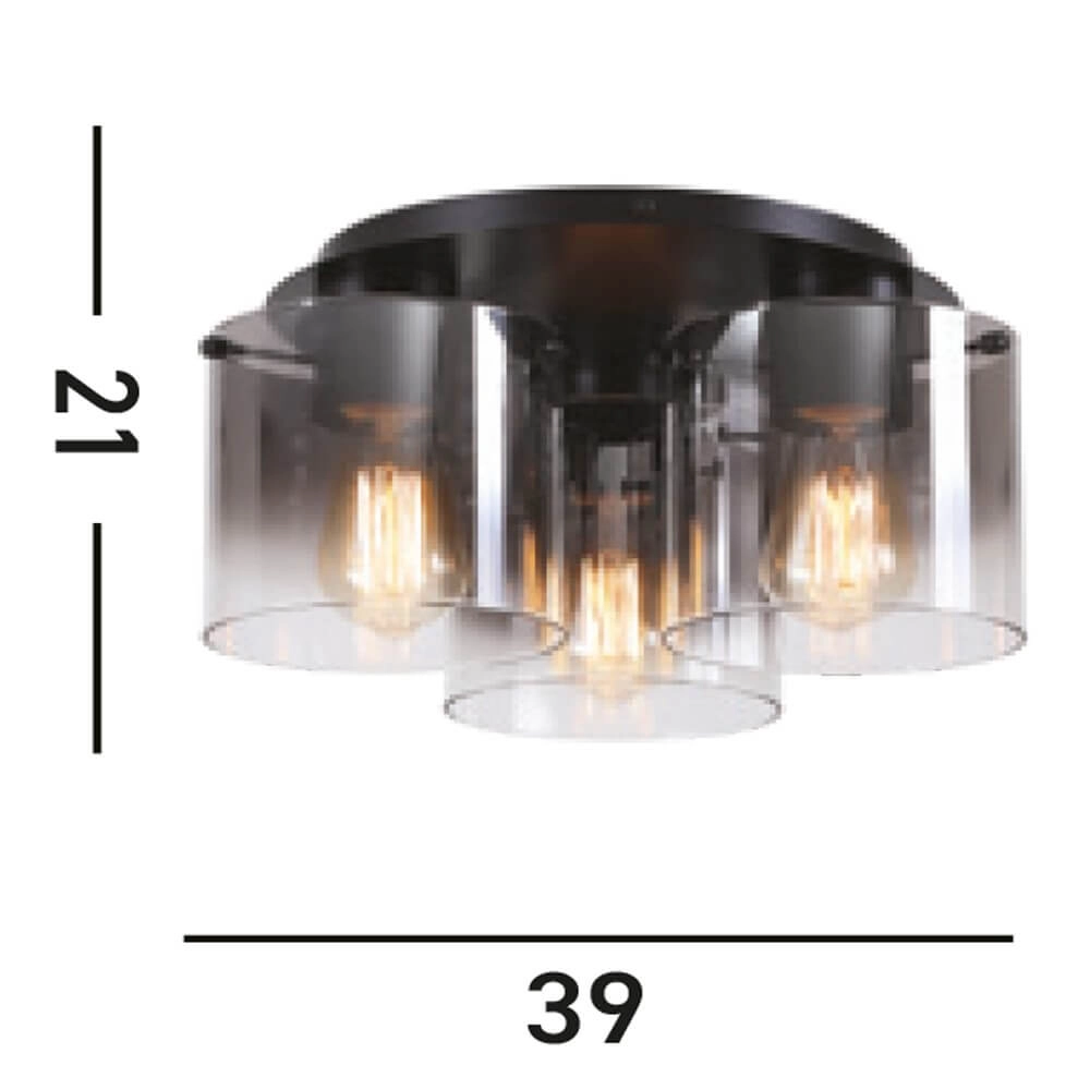 Zwarte plafondlamp Sweden 3-lichts Searchlight 5053423271651