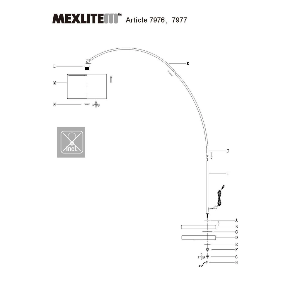Booglamp solva met zwart en rotan kap Ø 60cm Steinhauer 8712746182606