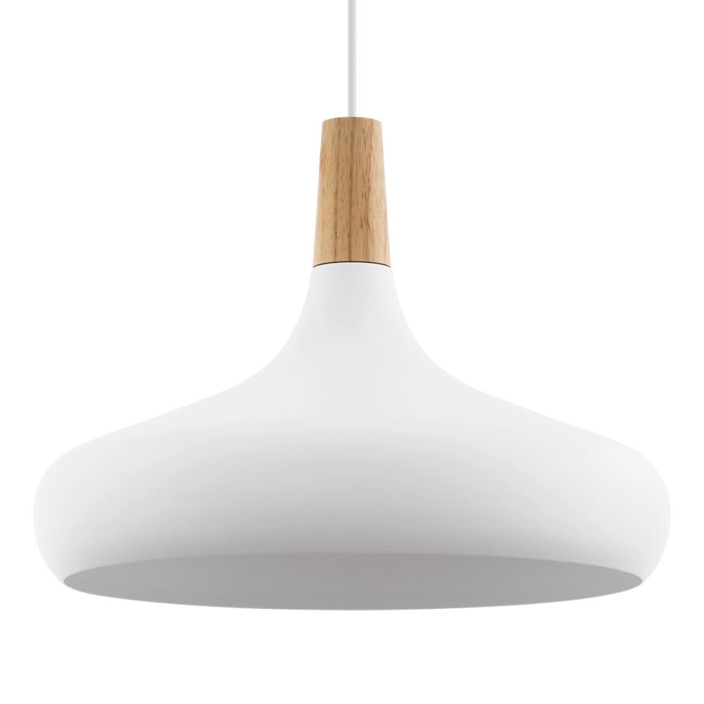 Moderne hanglamp Sabinar 40cm wit met houtbruin