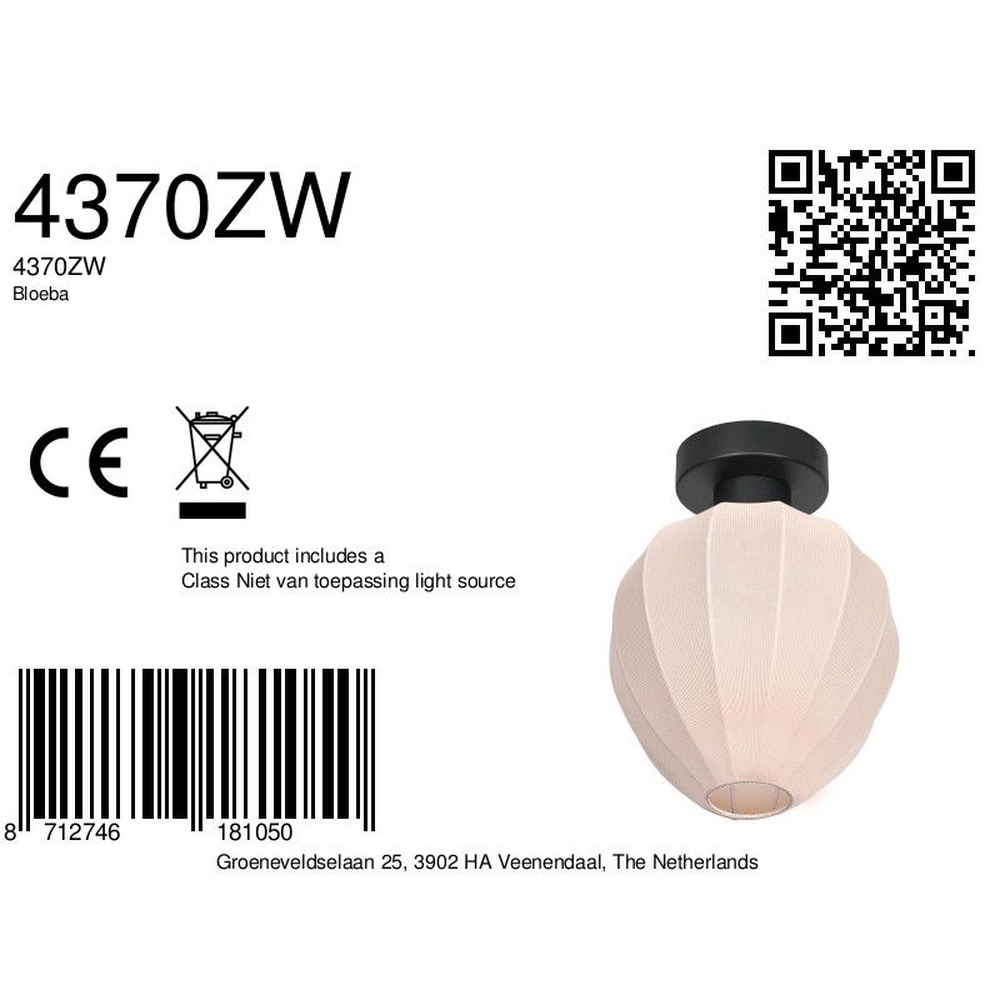 Plafondlamp Bloeba crème kap Ø 25cm Steinhauer 8712746181050