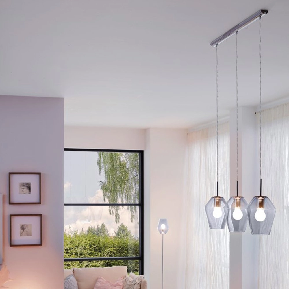 Hanglamp Murmillo 3-lichts chroom met smoke Eglo 9002759967741