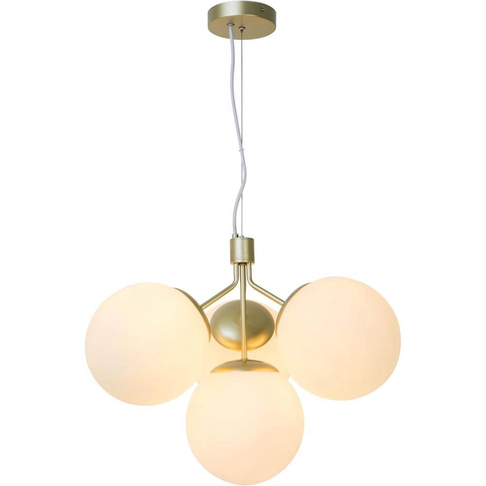 4-lichts hanglamp Ivona goud met wit glas