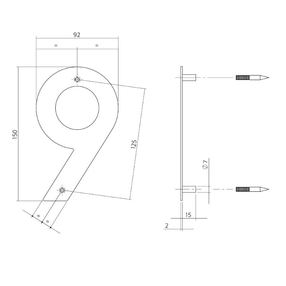 Huisnummer 9 Numbra 150x2mm RVS Intersteel 8714186126783