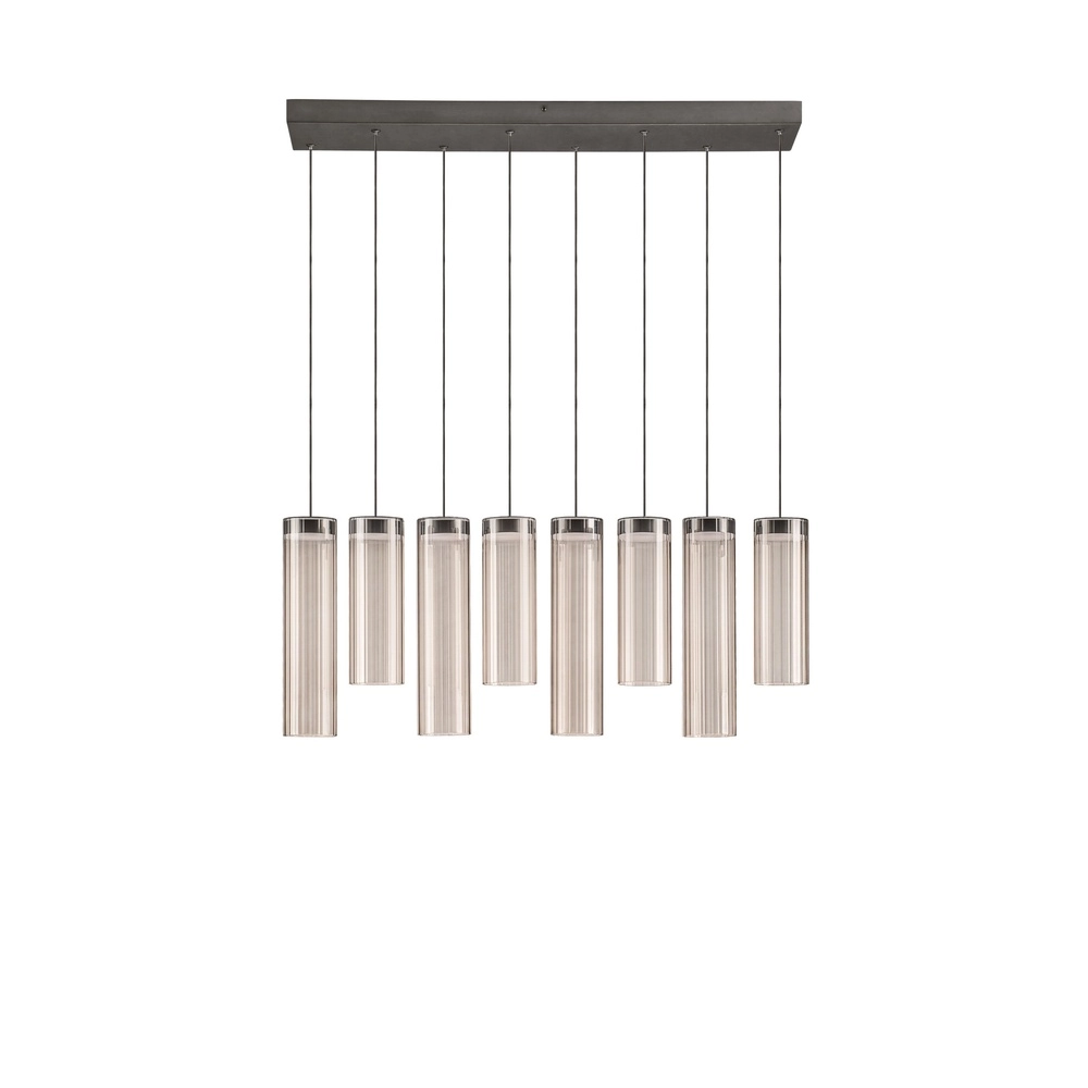 Design hanglamp Brielle antraciet met mokka glas 8-lichts Lyora 5212017495433