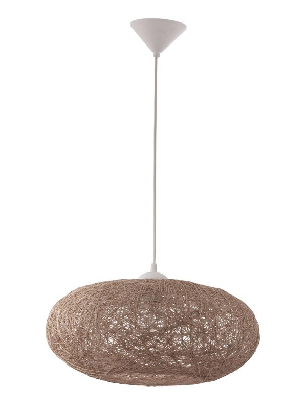 Landelijke hanglamp Campilo 45cm wit met bruin Landelijke hanglamp Campilo 45cm wit met bruin