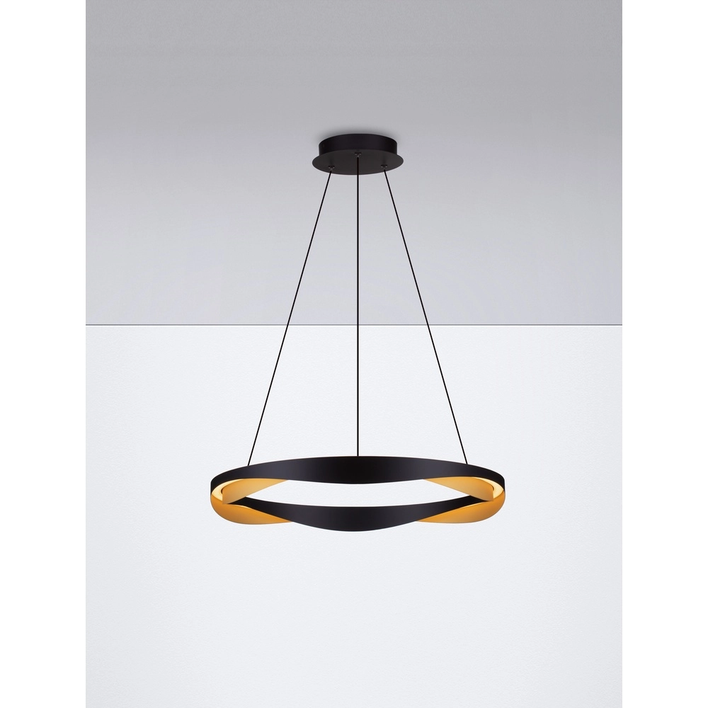 Hanglamp Radon Ø 65cm zwart met goud