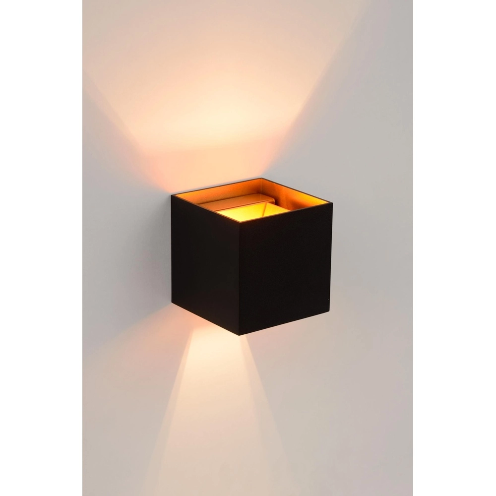 Vierkante wandspot Xio 2700K zwart Lucide 5411212091994