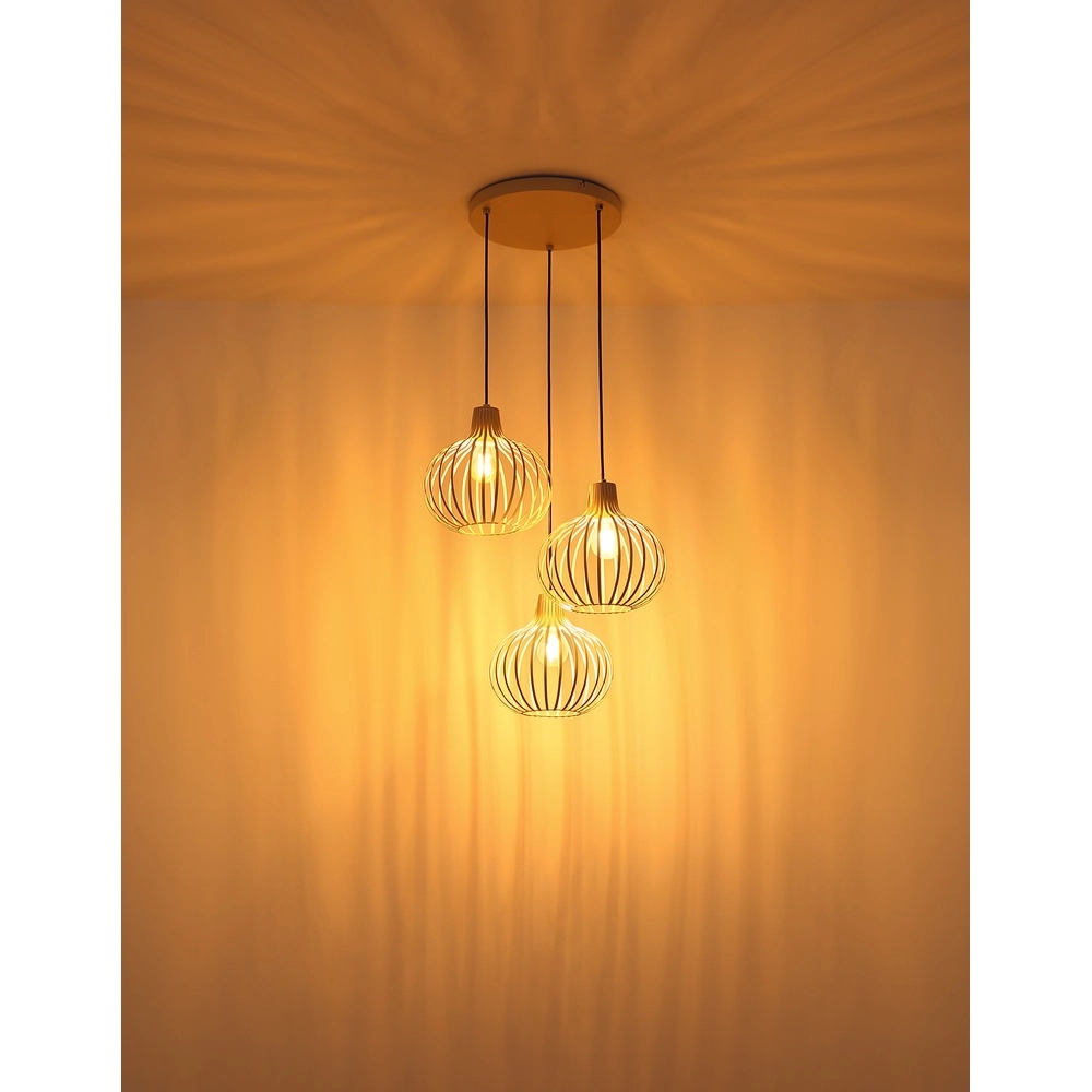 Design hanglamp Mateo 3-lichts rond crème Globo 9007371566150