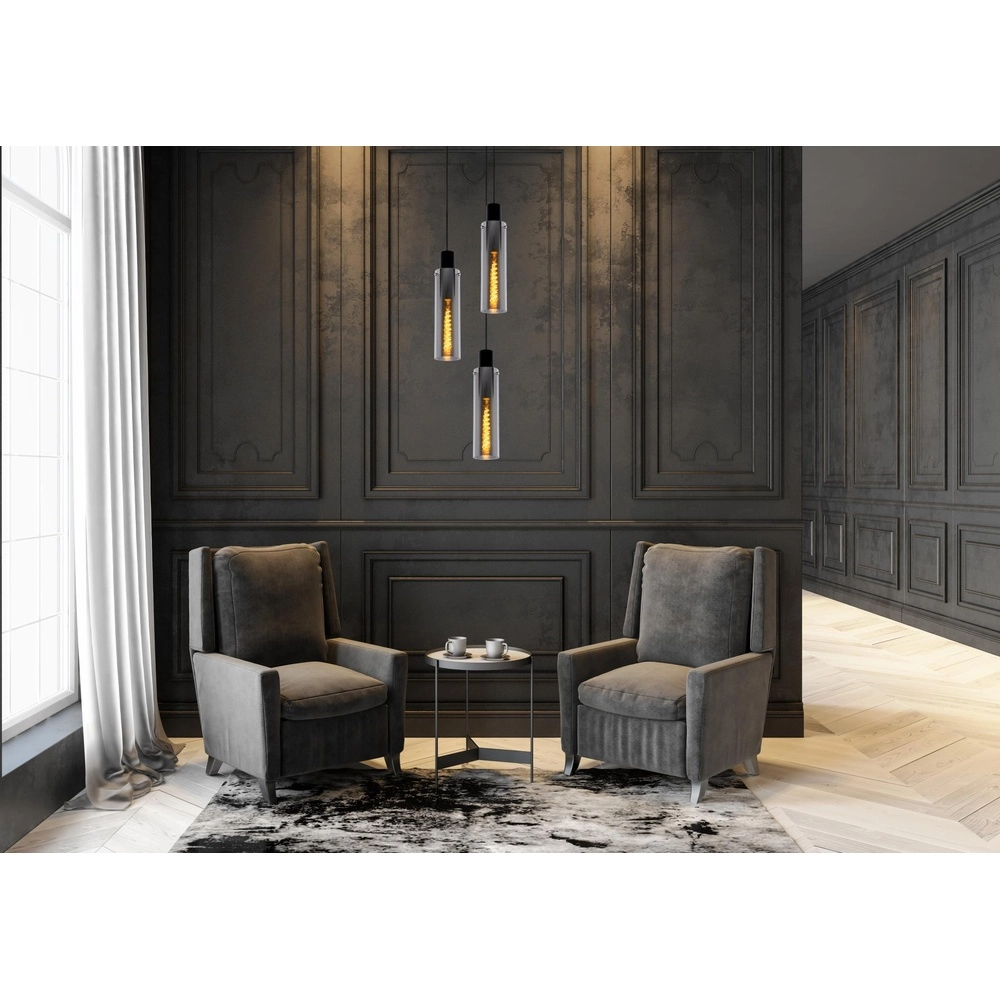 3-lichts hanglamp Orlando smoke glas Lucide 5411212740731