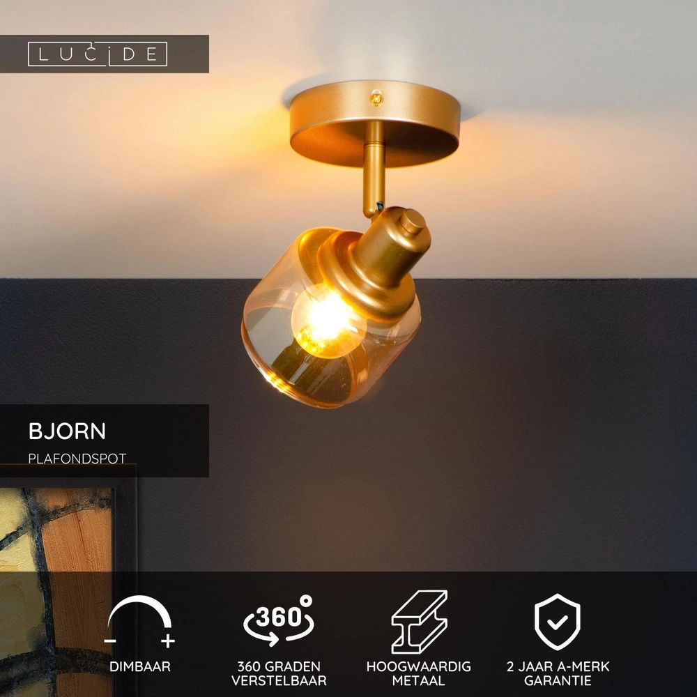 Plafondlamp Bjorn enkel goud Lucide 5411212771209